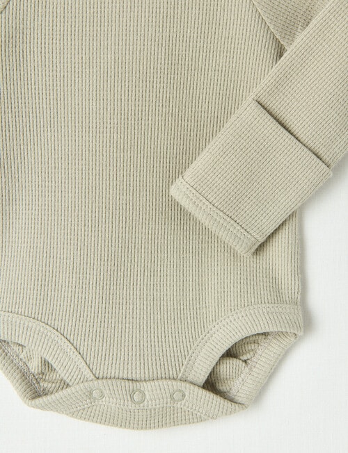 Little Bundle Waffle Long-Sleeve Bodysuit, Grey product photo View 02 L