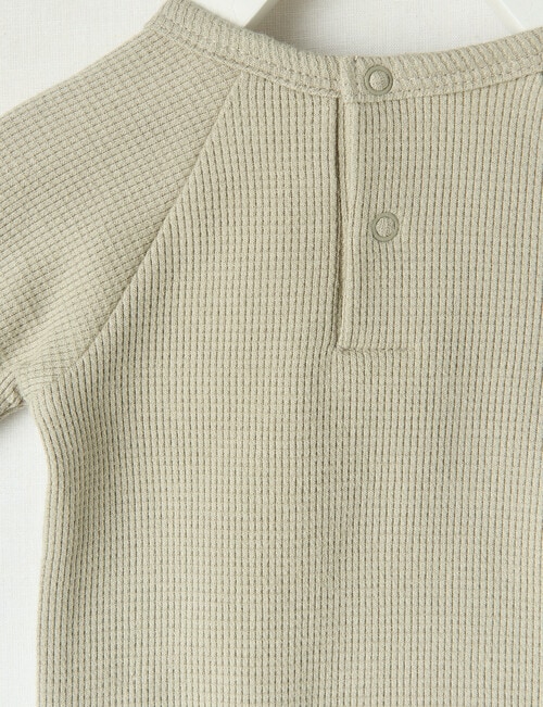Little Bundle Waffle Long-Sleeve Bodysuit, Grey product photo View 03 L