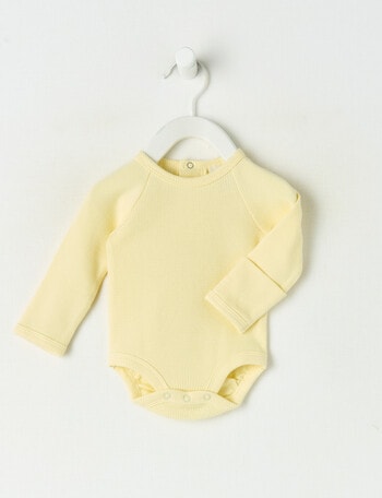 Little Bundle Waffle Long-Sleeve Bodysuit, Cream product photo