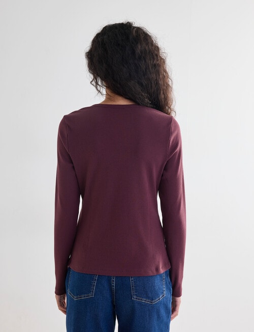 Bodycode Long Sleeve Rib Crew Neck Tee, Wine product photo View 02 L