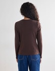 Bodycode Long Sleeve Rib Crew Neck Tee, Chocolate product photo View 02 S