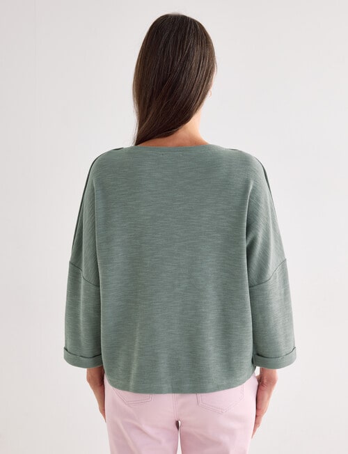 Ella J Textured Button Tee, Sage product photo View 02 L