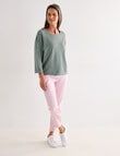 Ella J Textured Button Tee, Sage product photo View 03 S