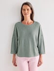 Ella J Textured Button Tee, Sage product photo View 04 S