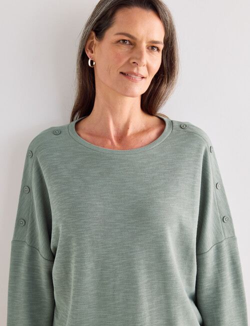 Ella J Textured Button Tee, Sage product photo View 05 L