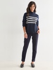 Ella J Pull On Cord Pant, Navy product photo View 03 S