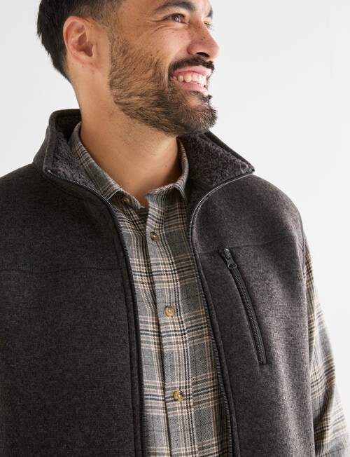 Kauri Trail Sherpa Lined Fleece Vest, Dark Brown Marle product photo View 06 L