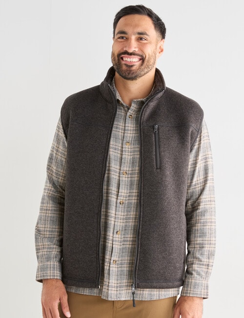 Kauri Trail Sherpa Lined Fleece Vest, Dark Brown Marle product photo View 07 L