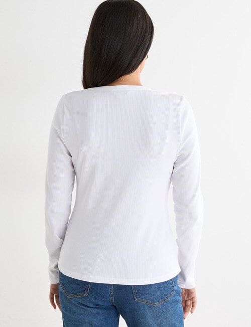 Bodycode Rib Crew Neck Long Sleeve Tee, White product photo View 02 L