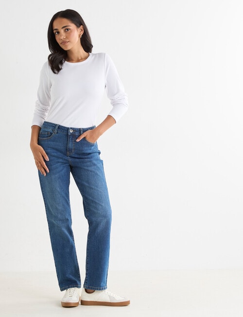 Bodycode Rib Crew Neck Long Sleeve Tee, White product photo View 03 L