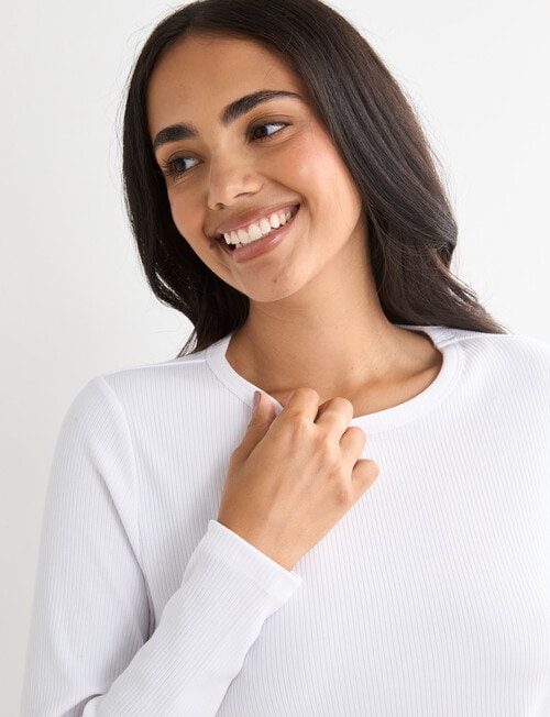 Bodycode Rib Crew Neck Long Sleeve Tee, White product photo View 04 L