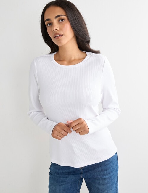 Bodycode Rib Crew Neck Long Sleeve Tee, White product photo View 05 L