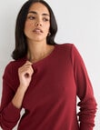 Bodycode Rib Crew Neck Long Sleeve Tee, Ruby product photo