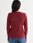 Bodycode Rib Crew Neck Long Sleeve Tee, Ruby product photo View 02 S