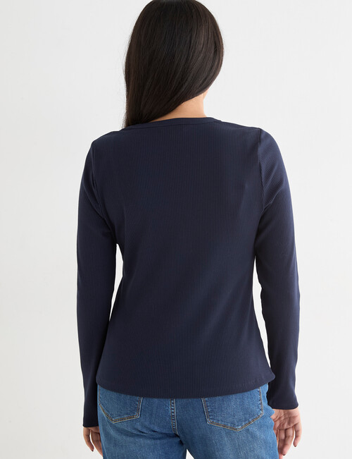 Bodycode Rib Crew Neck Long Sleeve Tee, Navy product photo View 02 L