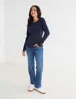 Bodycode Rib Crew Neck Long Sleeve Tee, Navy product photo View 03 S