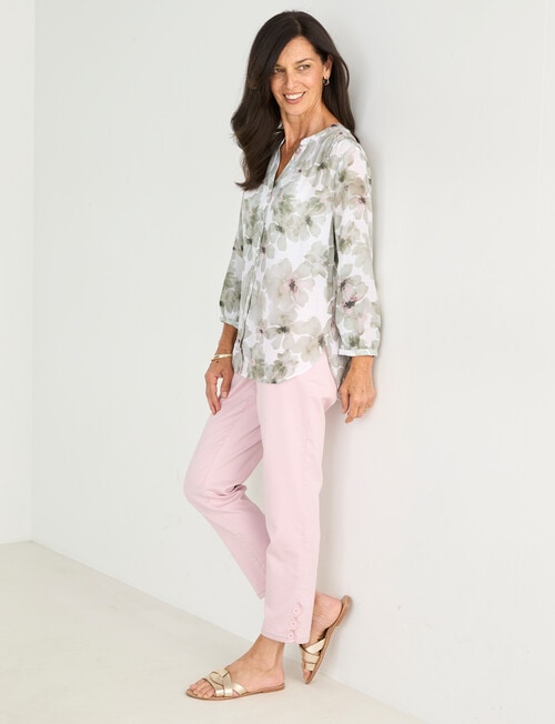 Ella J Pleat Detail Shirt, Sage Floral product photo View 03 L