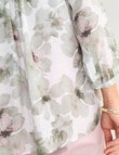 Ella J Pleat Detail Shirt, Sage Floral product photo View 07 S