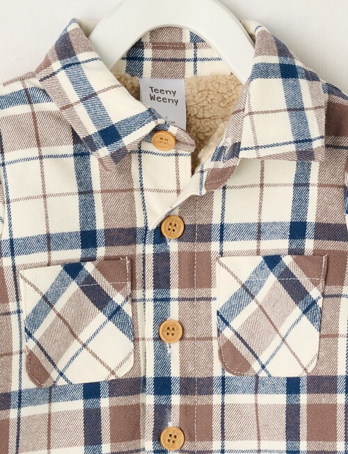 Teeny Weeny Check Shacket, Brown product photo View 02 L