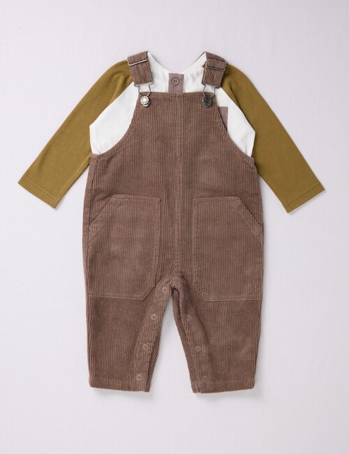 Teeny Weeny Dungaree & Tee, 2-Piece Set, Brown product photo