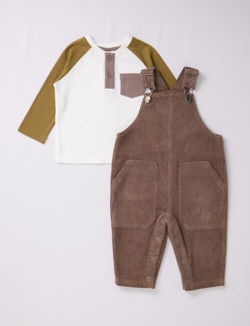 Teeny Weeny Dungaree & Tee, 2-Piece Set, Brown product photo View 03 L