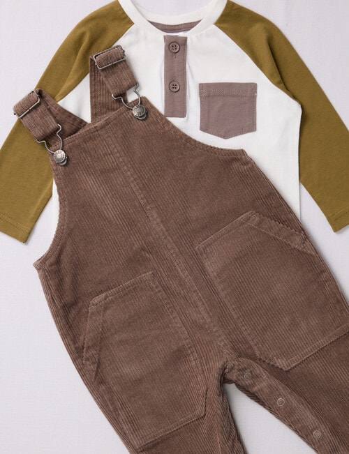Teeny Weeny Dungaree & Tee, 2-Piece Set, Brown product photo View 04 L