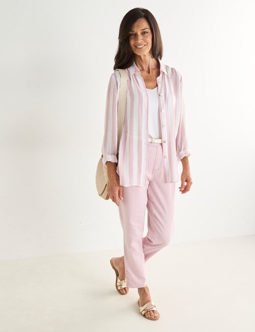 Ella J Classic Shirt, Pink Stripe product photo View 03 L