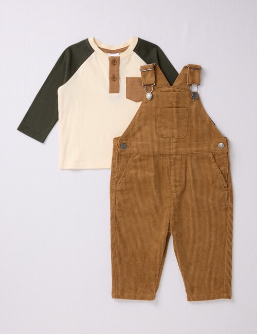 Teeny Weeny Dungaree & Tee, 2-Piece Set, Tea Stain product photo View 03 L