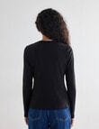 Bodycode Long Sleeve Rib Crew Neck Tee, Black product photo View 02 S