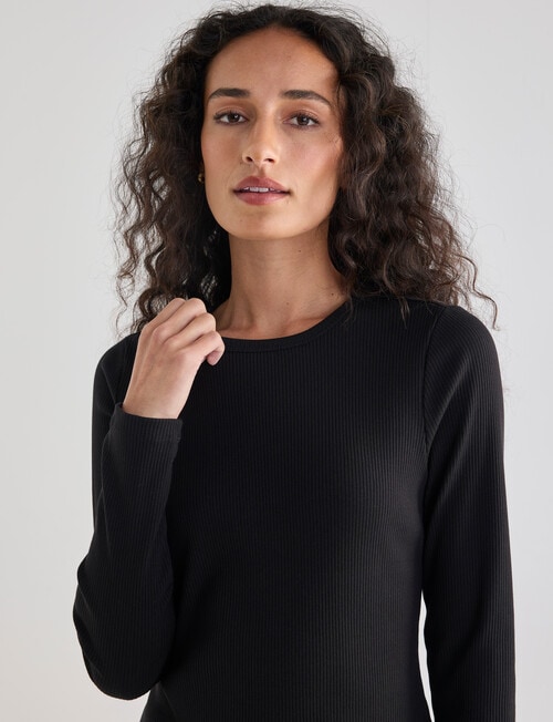 Bodycode Long Sleeve Rib Crew Neck Tee, Black product photo View 04 L