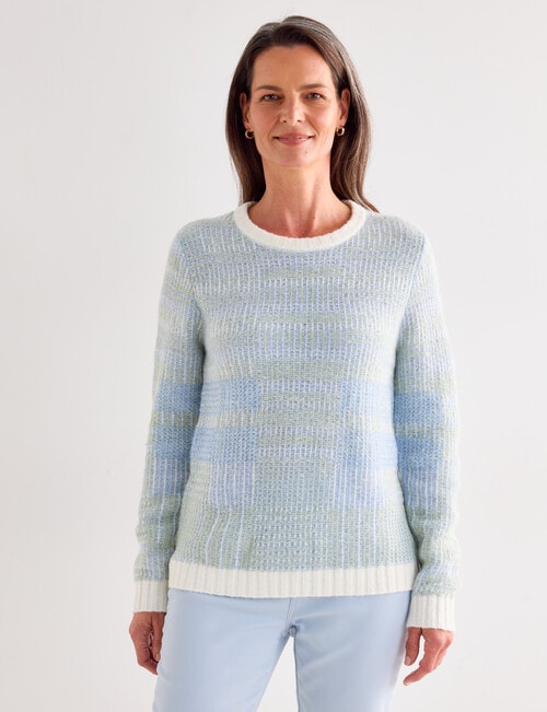 Ella J Crewneck Jumper, Blue & Sage product photo View 05 L