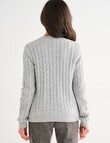 Ella J Classic Cable Cardigan, Grey Marle product photo View 02 S