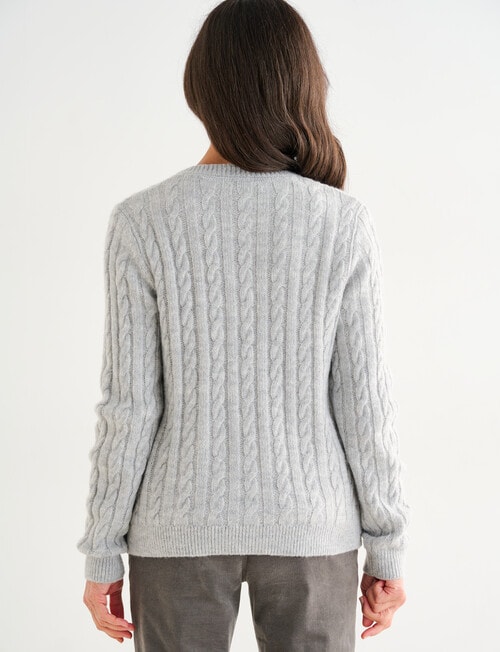 Ella J Classic Cable Cardigan, Grey Marle product photo View 02 L