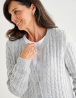 Ella J Classic Cable Cardigan, Grey Marle product photo View 05 S