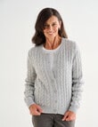 Ella J Classic Cable Cardigan, Grey Marle product photo View 06 S