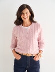 Ella J Classic Cable Cardigan, Pale Pink product photo
