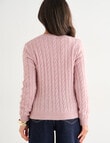 Ella J Classic Cable Cardigan, Pale Pink product photo View 02 S