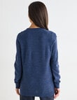 Ella J Textured Straight Hem Crewneck Jumper, Navy Marle product photo View 02 S