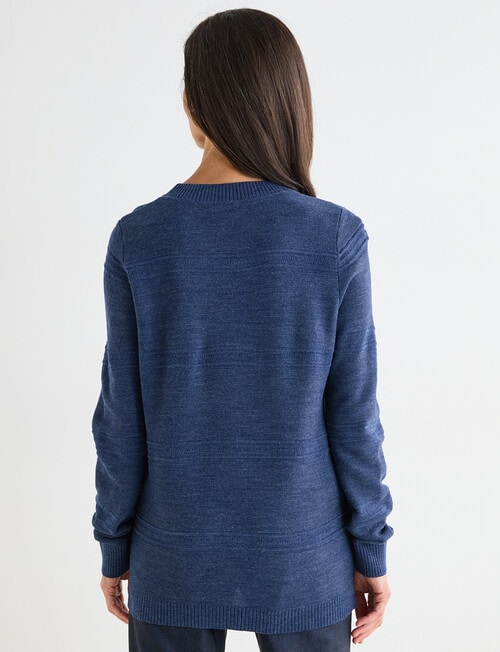 Ella J Textured Straight Hem Crewneck Jumper, Navy Marle product photo View 02 L
