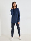 Ella J Textured Straight Hem Crewneck Jumper, Navy Marle product photo View 03 S