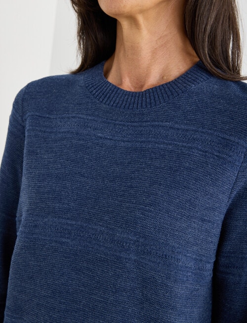 Ella J Textured Straight Hem Crewneck Jumper, Navy Marle product photo View 04 L