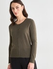 Oliver Black Long Sleeve Crew Neck Cardigan, Khaki product photo View 05 S
