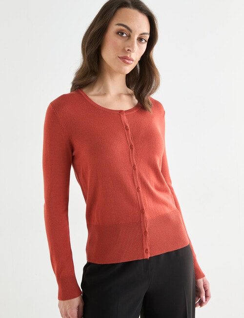 Oliver Black Long Sleeve Crew Neck Cardigan, Spice product photo View 05 L