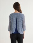 Oliver Black Double Layer Tile Print Top, Navy & Blue product photo View 02 S