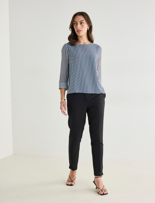 Oliver Black Double Layer Tile Print Top, Navy & Blue product photo View 03 L