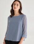 Oliver Black Double Layer Tile Print Top, Navy & Blue product photo View 04 S