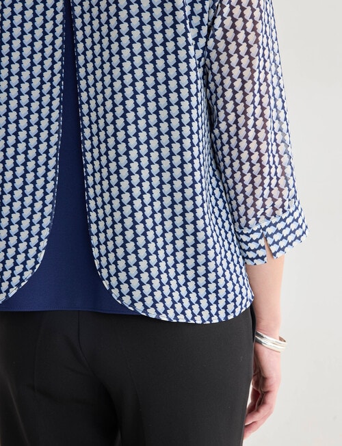 Oliver Black Double Layer Tile Print Top, Navy & Blue product photo View 06 L