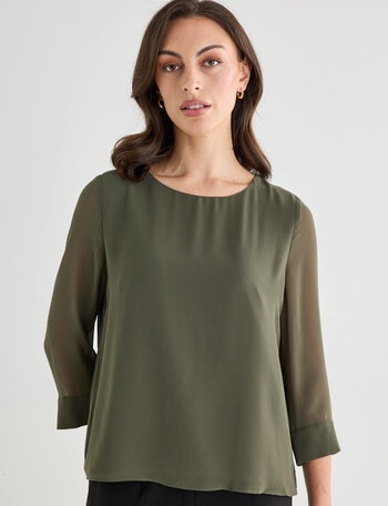 Oliver Black Double Layer Top, Khaki product photo
