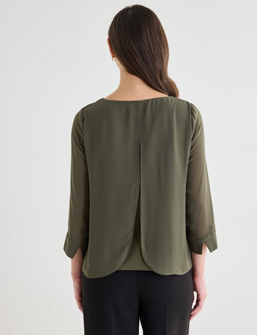 Oliver Black Double Layer Top, Khaki product photo View 02 L