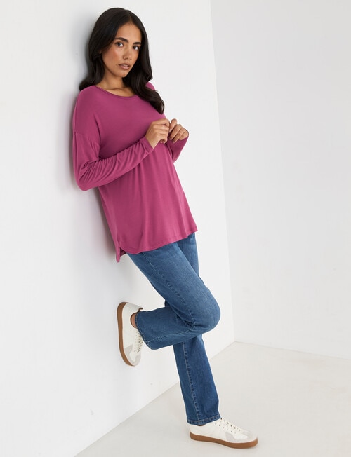 Bodycode Long Sleeve Boxy Tee, Violet product photo View 03 L